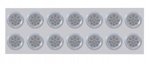 Stainless Steel Rear Light Panel W/ Fourteen 12 Red Led 4" Reflector Light W/ Bezel - Clear Lens