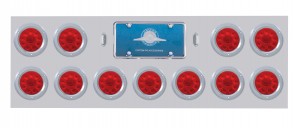 Stainless Steel Rear Light Panel W/ Eleven 10 Red Led 4" Light W/ Bezel - Red Lens