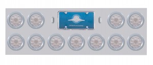 Stainless Steel Rear Light Panel W/ Eleven 10 Red Led 4" Light W/ Bezel - Clear Lens