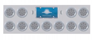 Stainless Steel Rear Light Panel W/ Eleven 12 Red Led 4" Reflector Light W/ Bezel - Clear Lens