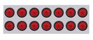 Stainless Steel Rear Light Panel W/ Fourteen 10 Red Led 4" Light W/ Grommet - Red Lens