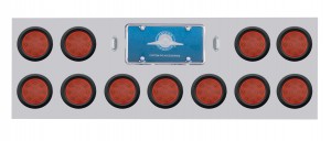 Stainless Steel Rear Light Panel W/ Eleven 12 Red Led 4" Reflector Light W/ Grommet - Red Lens