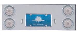 Stainless Steel Rear Center Light Panel W/ Four 10 Red Led 4" Light W/ Visor - Clear Lens