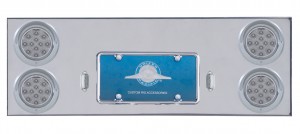 Stainless Steel Rear Center Light Panel W/ Four 12 Red Led 4" Light W/ Visor - Clear Lens