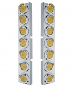 (2/Bulk) Stainless Steel Kenworth 14 Led Cutout Front Air Cleaner Light Bracket W/ 2" Incandescent Flat Light & Chrome Pl. Visor