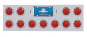 Stainless Steel Rear Light Panel W/ Eleven 7 Red Led 4" Reflector Light W/ Visor - Red Lens
