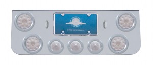 Chrome Rear Center Lt Panel W/ Four 12 Led 4" & Three 13 Led 2 1/2" Bhive Lt W/ Bezel - Red Led/Clear Lens