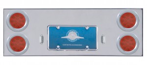 Stainless Steel Rear Center Light Panel W/ Four 12 Red Led 4" Light W/ Bezel - Red Lens