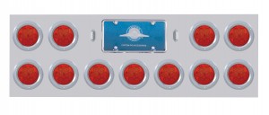 Stainless Steel Rear Light Panel W/ Eleven 7 Red Led 4" Reflector Light W/ Bezel - Red Lens