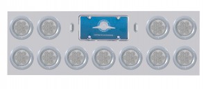 Stainless Steel Rear Light Panel W/ Eleven 7 Red Led 4" Reflector Light W/ Bezel - Clear Lens