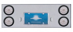 Stainless Steel Rear Center Light Panel W/ Four 10 Red Led 4" Light W/ Grommet - Clear Lens