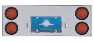 Stainless Steel Rear Center Light Panel W/ Four 12 Red Led 4" Light W/ Grommet - Red Lens