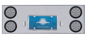 Stainless Steel Rear Center Light Panel W/ Four 12 Red Led 4" Light W/ Grommet - Clear Lens