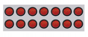Stainless Steel Rear Light Panel W/ Fourteen 7 Red Led 4" Reflector Light W/ Grommet - Red Lens
