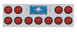Stainless Steel Rear Light Panel W/ Eleven 7 Red Led 4" Reflector Light W/ Grommet - Red Lens