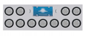 Stainless Steel Rear Light Panel W/ Eleven 7 Red Led 4" Reflector Light W/ Grommet - Clear Lens