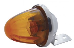 Incandescent Chrome Medium Glass Marker Light - Amber