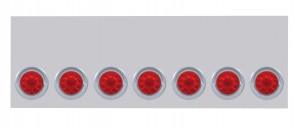 Stainless Steel Rear Light Panel W/ Seven 10 Red Led 4" Light W/ Visor W/O License Hole - Red Lens
