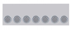 Stainless Steel Rear Light Panel W/ Seven 12 Red Led 4" Light W/ Visor W/O License Hole - Clear Lens