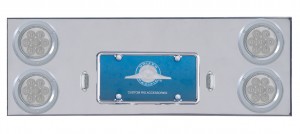 Stainless Steel Rear Center Light Panel W/ Four 7 Red Led 4" Light W/ Bezel - Clear Lens