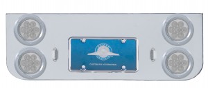 Chrome Rear Center Light Panel W/ Four 7 Red Led 4" Light W/ Bezel - Clear Lens