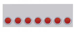 Stainless Steel Rear Light Panel W/ Seven 7 Red Led 4" Light W/ Flat Bezel W/O License Hole - Red Lens