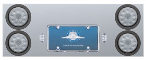 Stainless Steel Rear Center Light Panel W/ Four 10 Led 4" Light W/ Grommet - Red Led/Clear Lens