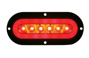 22 Red Led 6" Oval S/T/T & P/T/C "Glo" Light - Flange - Red Lens