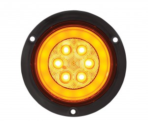21 Led 4" S/T/T & P/T/C "Glo" Light - Flanged - Amber Led / Amber Lens
