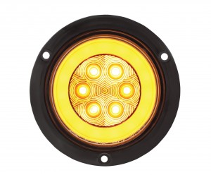 21 Led 4" S/T/T & P/T/C "Glo" Light - Flanged - Amber Led / Clear Lens