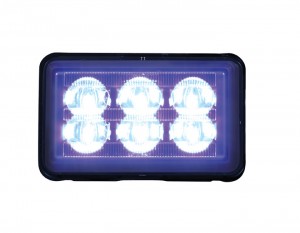 6 High Power Led Rectangular 12V/24V Strobe Light With Bracket - Blue