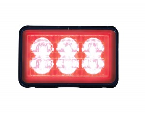 6 High Power Led Rectangular 12V/24V Strobe Light With Bracket - Red