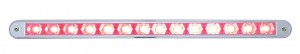14 Red Led 12" Auxiliary Strobe Light Bar With Chrome Bezel - Clear Lens