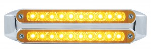 Chrome 10 Amber/10 Amber Led 6 1/2" Flush Mount Light Bar - Amber/Amber Lens