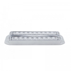 Chrome 10 Amber/10 Amber Led 6 1/2" Flush Mount Light Bar - Red/Clear Lens