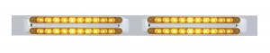 Led Chrome Top Mud Flap Plate With 10 Led Light Bar X 4 - Amber Led/Amber Lens