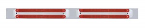 Led Chrome Top Mud Flap Plate With 10 Led Light Bar X 4 - Red Led/Red Lens