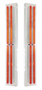 Led Peterbilt Air Cleaner Bracket With 19 Amber Led 12" Light Bar With Reflector X 8 - Amber Lens