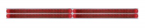 Led Chrome Top Mud Flap Plate With 19 Red Led Light Bar With Reflector X 4 - Red Lens