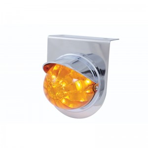 S.S. Light Bracket W/ 1 Large Watermelon Single Function 17 Amber Led Light With Visor - Amber Lens
