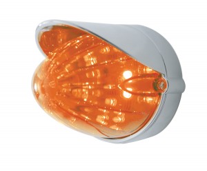 19 Amber Led Flush Mount Watermelon Auxiliary Light With Visor - Dark Amber Lens