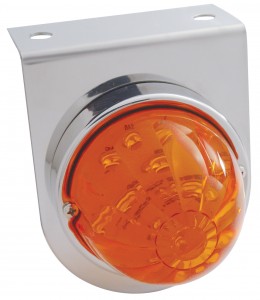 S.S. Light Bracket W/ 1 Large Watermelon 17 Amber Led Light - Dark Amber Lens