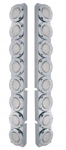 (2/Bulk) Stainless Steel Peterbilt 16 Led Cutout Rear A/C Bracket W/2" 9 Red Led Flat Light & Chrome Pl. Bezel - Clear Lens