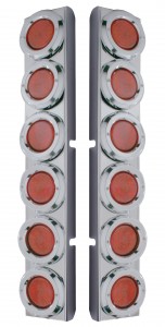 (2/Bulk) Stainless Steel Peterbilt 12 Led Cutout Rear A/C Bracket W/2" 9 Red Led C/M Low Profile Light & Chrome Pl. Bezel - Red Lens