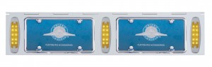 Stainless Steel Two License Plate Holder With Three 10 Amber Led Reflector Lights - Amber Lens