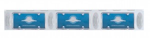 Stainless Steel Three License Plate Holder With Four 12 Amber Led "Phantom I" Lights - Clear Lens