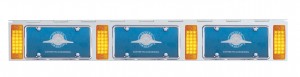 Stainless Steel Three License Plate Holder With Four 21 Amber Led Rectangular Lights - Amber Lens