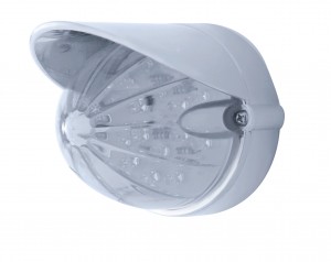 19 Amber Led Watermelon Marker/Auxiliary Flush Mount Light With Visor - Clear Lens