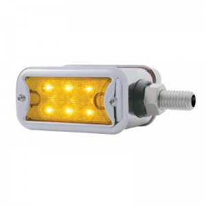 6 Amber/6 Amber Led Straight Dual Function Double Face Lt W/ No Visor Bezel - Amber/Amber Lens