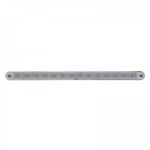 14 Red Led 12" Sequential Light Bar W/ Chrome Plastic Bezel - Clear Lens